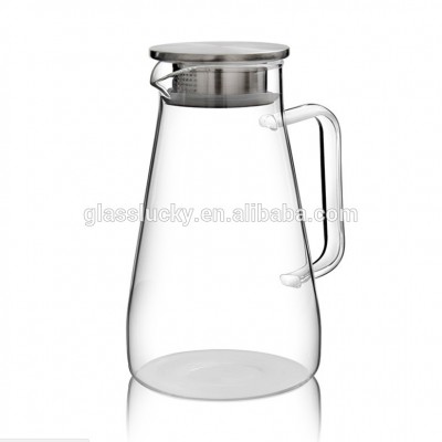 Heat Resistant Borosilicate Glass Water Pitcher Solo Jug hot water filtered jug set with Stainless Steel Lid for Home Use