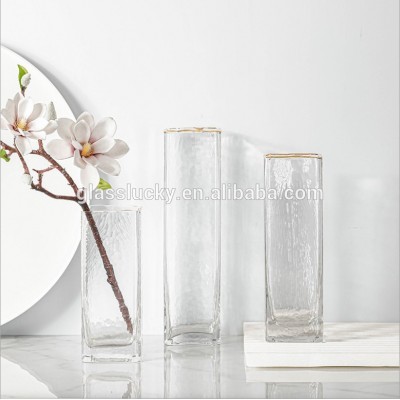 Nordic crystal square flower vase as wedding vases tall crystal