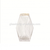 Nordic big crystal vases for home decor and vase geometric with gold rim mouth