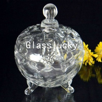 Unique design glass halloween candy bowls with glass lid wholesale