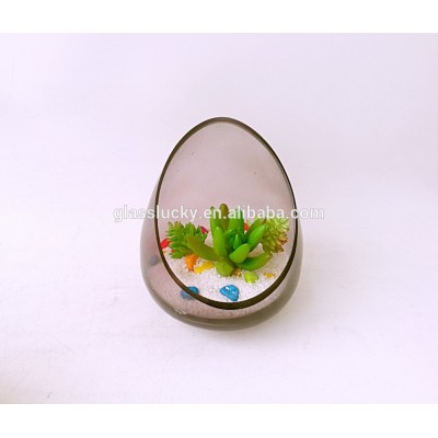 logo customized succulent glass vase/color glass succulent flowerpot wholesale