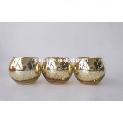 Wholesale luxury empty candle container glass jar as gold empty candle jars glass