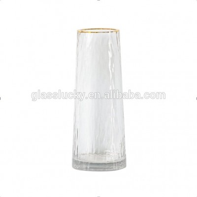 Nordic tall clear gold glass vases for wedding centerpieces and wedding table crystals decoration